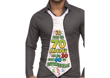 MAXI CRAVATTONE 70 ANNI per Compleanno - Lunghezza 58 cm x 24 cm larghezza - Unisex - Cravattone in poliestere - 1 pezzo