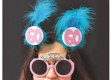 OCCHIALI GLITTER E MARABU’ 60 ANNI  pz 1 (COLORI ASSORTITI SENZA POSSIBILITA DI SCELTA )