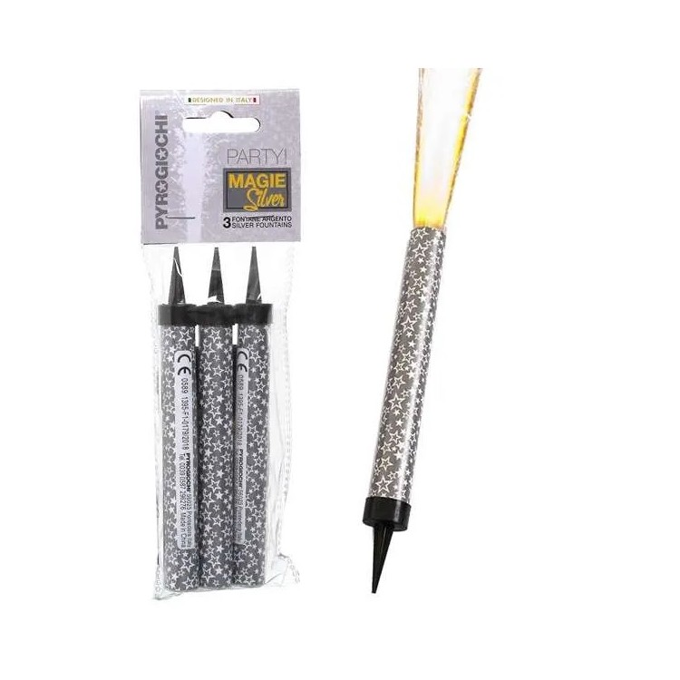 Candele Fontana Grigio e bianco   per torte compleanno ( discoteca) 14,5 cm  3  pezzi