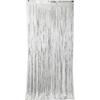 Festone filare tenda color argento misura 1 x 2 metri   1 pz