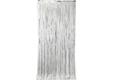 Festone filare tenda color argento misura 1 x 2 metri   1 pz