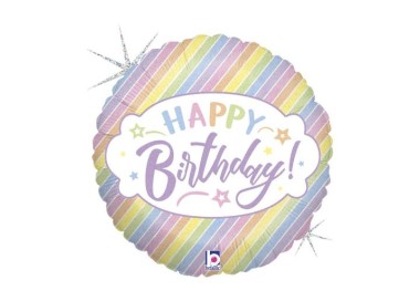 Palloncino  con scritta "Happy Birthday" MULTICOLOR 18" / 46 cm - 1 pz
