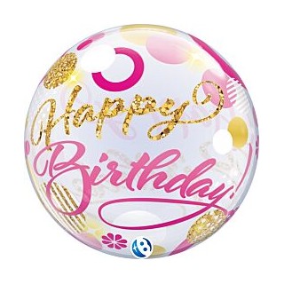 Palloncino  Happy Birthday Bubbles Takara - 22"/ 56 cm - 1 pz
