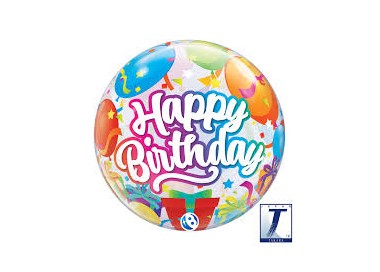Palloncino  Happy Birthday Bubbles Takara - 22"/ 56 cm - 1 pz