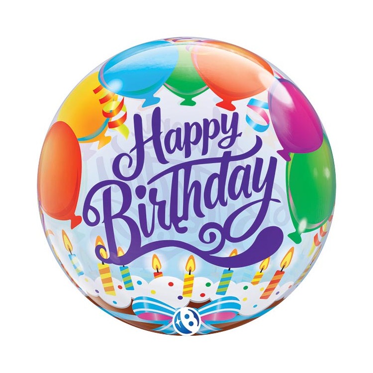 Palloncino  Happy Birthday Bubbles Takara - 22"/ 56 cm - 1 pz