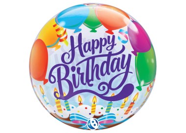 Palloncino  Happy Birthday Bubbles Takara - 22"/ 56 cm - 1 pz