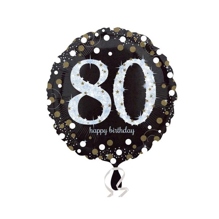Palloncino 80 Anni Nero e oro - 46 cm - 1 pezzo