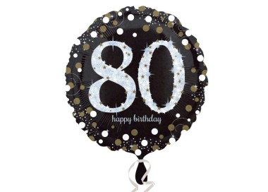 Palloncino 80 Anni Nero e oro - 46 cm - 1 pezzo