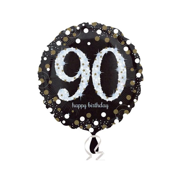 Palloncino 90 Anni Nero e oro - 46 cm - 1 pezzo