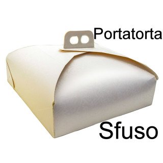 Scatola porta torta con manico - in cartone rigido bianco - 41cm x 41 cm  - 1 pz - Graziano dolci