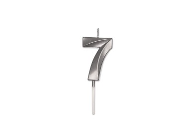 Candelina Prestige   numero 7 di cera  5 cm di colore Argento  Perla Metal     pz 1