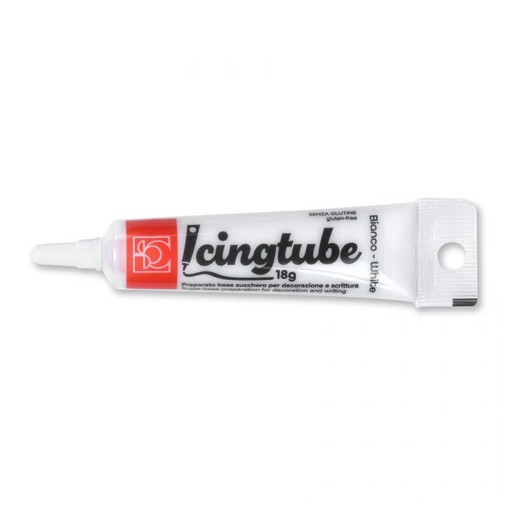 IcingTube Bianco  - Preparato base zucchero per decorazione e scrittura 18 gm senza glutune 1 pz Modecor