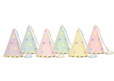 CAPPELLINI A CONO Colorati Festa - Confez. 6 pezzi - con nastrini