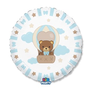Palloncino Foil Tondo 18" Teddy Friends by THUN Celeste