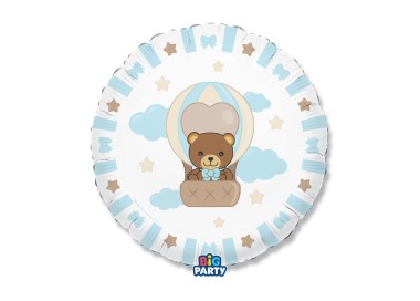 Palloncino Foil Tondo 18" Teddy Friends by THUN Celeste