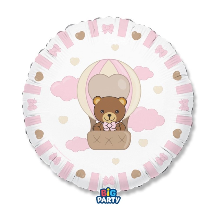 Palloncino Foil Tondo 18" Teddy Friends by THUN Rosa