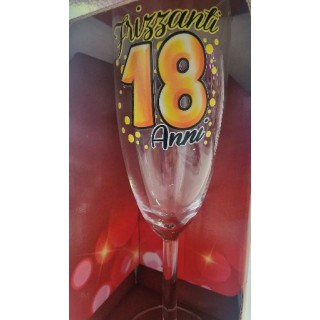 Flut (18 Anni )  in vetro con scritta FRIZZANTI 18 Anni   oro  pz 1