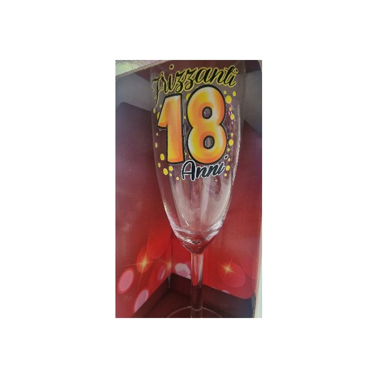 Flut (18 Anni )  in vetro con scritta FRIZZANTI 18 Anni   oro  pz 1