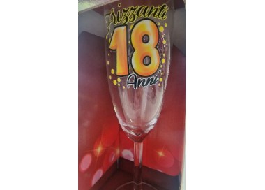 Flut (18 Anni )  in vetro con scritta FRIZZANTI 18 Anni   oro  pz 1