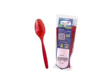 Cucchiaini dessert  colore Rosso   in plastica conf. da 24 pz  dimensione 12 cm