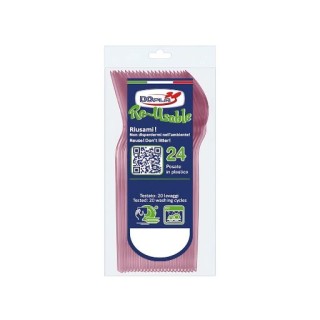 Cucchiaini dessert  colore Rosa in plastica conf. da 24 pz  dimensione 12 cm