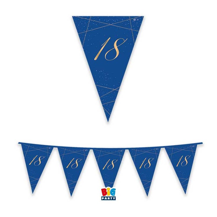Bandierine 18° Compleanno in cartoncino blù e oro - L 3 metri / 30 cm H - 1 pz Bandierine 18° Compleanno in cartoncino blù e oro - L 3 metri / 30 cm H - 1 pz