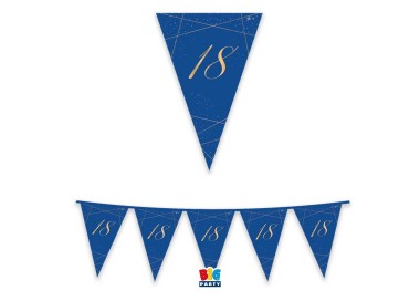 Bandierine 18° Compleanno in cartoncino blù e oro   - L 3  metri / 30 cm  H - 1 pz