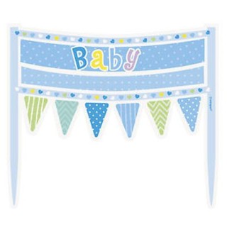 Banner piccolo per Torta Bimbo - celeste - cartoncino rigido - 16,5 cm x 16,5 cm 1 pezzo - Unique