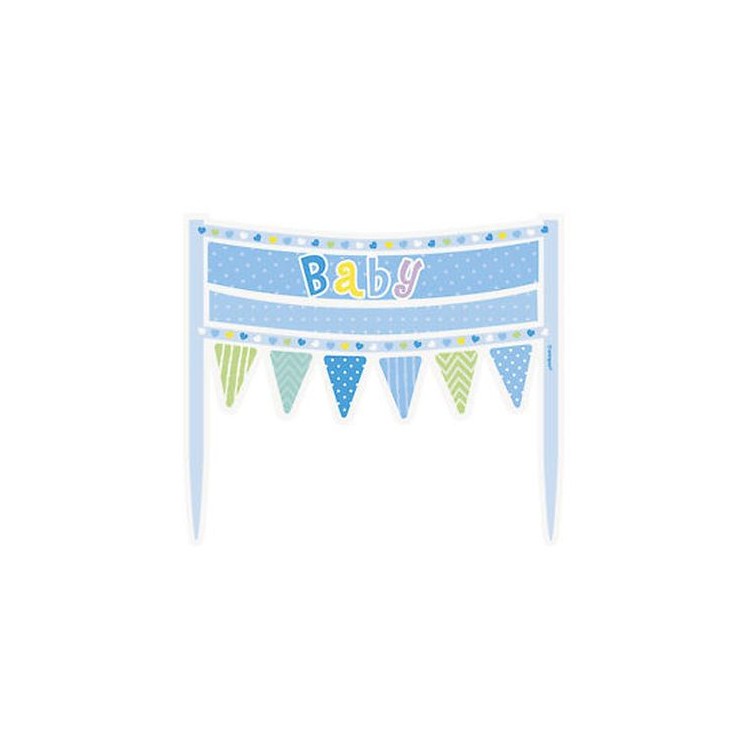 Banner piccolo per Torta Bimbo - celeste - cartoncino rigido - 16,5 cm x 16,5 cm 1 pezzo - Unique
