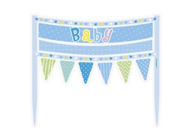 Banner piccolo per Torta Bimbo - celeste - cartoncino rigido - 16,5 cm x 16,5 cm 1 pezzo - Unique