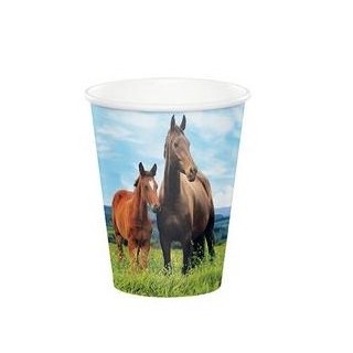 Bicchiere in Catoncino  tema Cavallo - diam. 266 ml  - confezione da 8 pezzi - Nuovo