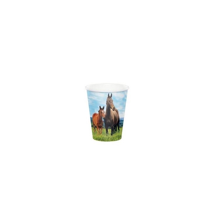 Bicchiere in Catoncino  tema Cavallo - diam. 266 ml  - confezione da 8 pezzi - Nuovo