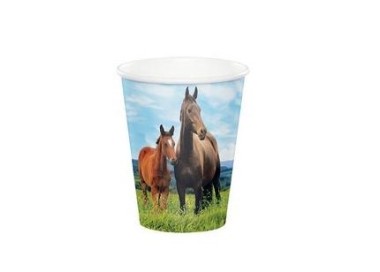 Bicchiere in Catoncino  tema Cavallo - diam. 266 ml  - confezione da 8 pezzi - Nuovo