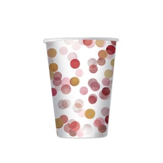 Bicchieri  carta coriandoli Rosa e oro pz 8  200 cc Big Paty
