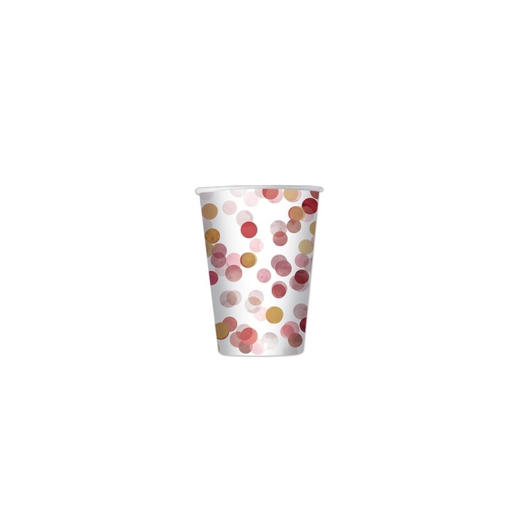 Bicchieri  carta coriandoli Rosa e oro pz 8  200 cc Big Paty