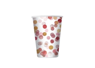 Bicchieri  carta coriandoli Rosa e oro pz 8  200 cc Big Paty