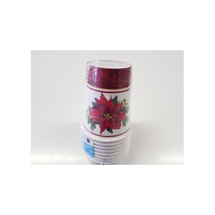 Bicchieri  Natale in carta  (Stella di Natale) - 250 ml- 8 pezzi - Unique