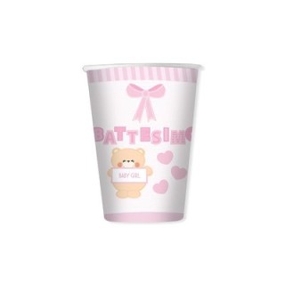 BICCHIERI BATTESIMO  ROSA  E  BIANCHI - da 200 cc - Confez.8  pezzi
