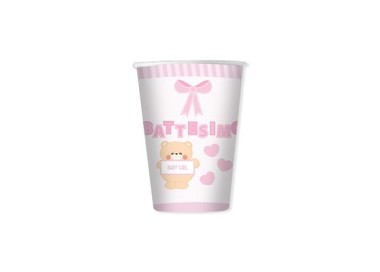 BICCHIERI BATTESIMO  ROSA  E  BIANCHI - da 200 cc - Confez.8  pezzi