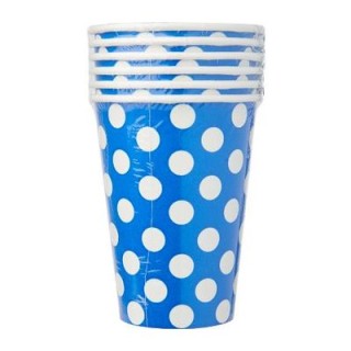 BICCHIERI BLU A POIS BIANCHI - da 355 ml - Confez. 6 pezzi -  Unique