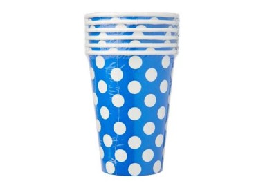 BICCHIERI BLU A POIS BIANCHI - da 355 ml - Confez. 6 pezzi -  Unique