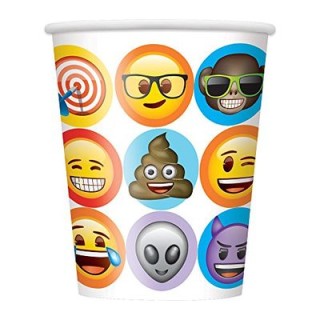 Bicchieri in carta   Emoji-Emoticon 270 ml  8  pezzi - Unique
