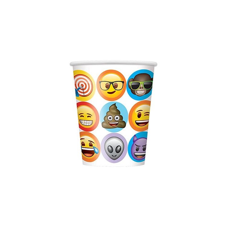 Bicchieri in carta   Emoji-Emoticon 270 ml  8  pezzi - Unique