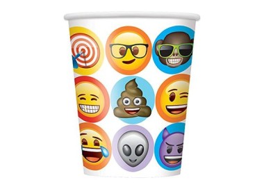 Bicchieri in carta   Emoji-Emoticon 270 ml  8  pezzi - Unique