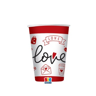 Bicchieri LOVE con scritta LOVE  - 8 pezzi - da 200 cc
