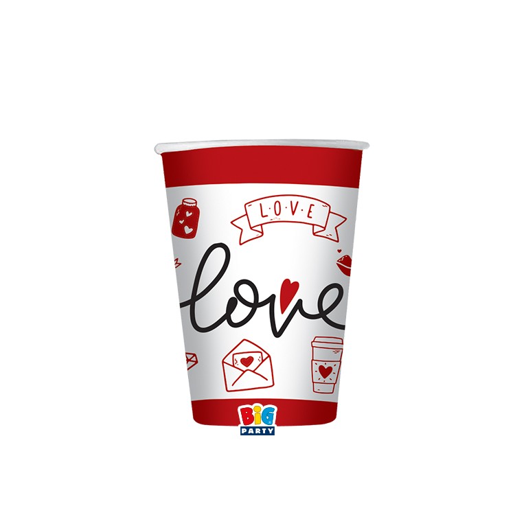 Bicchieri LOVE con scritta LOVE  - 8 pezzi - da 200 cc