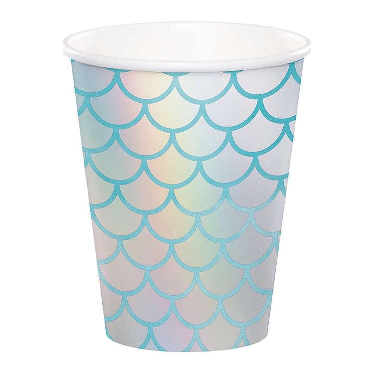 Bicchieri SIRENA- Confezione da 8 pezzi - Cartoncino  - da 266  ml - Nuovo