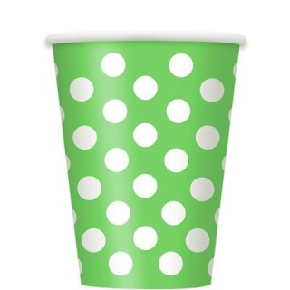 BICCHIERI VERDE A POIS BIANCHI - (Verde Lime) da 355 ml - Confez. 6 pezzi -  Unique