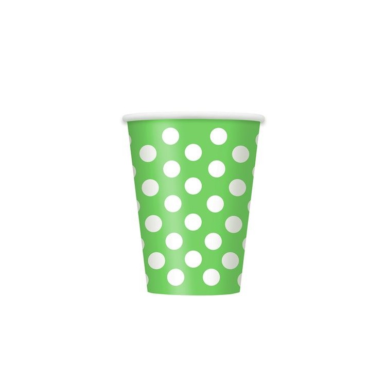 BICCHIERI VERDE A POIS BIANCHI - (Verde Lime) da 355 ml - Confez. 6 pezzi -  Unique