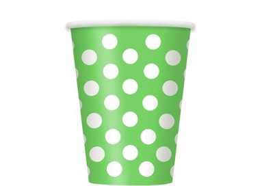 BICCHIERI VERDE A POIS BIANCHI - (Verde Lime) da 355 ml - Confez. 6 pezzi -  Unique